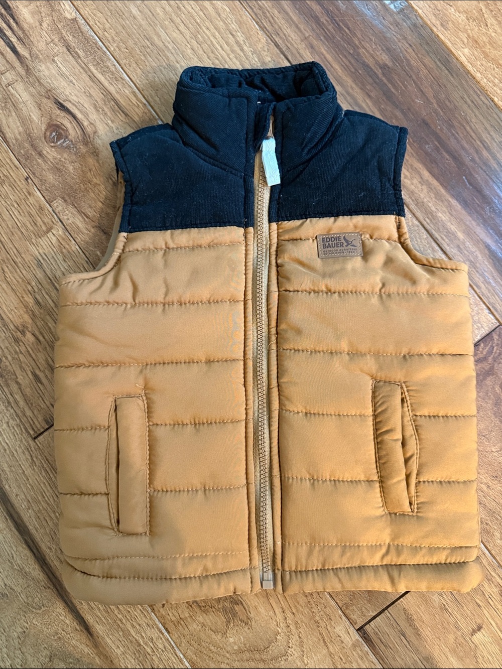 Eddie Bauer Kids Tan and Black Quilted Puffer Vest